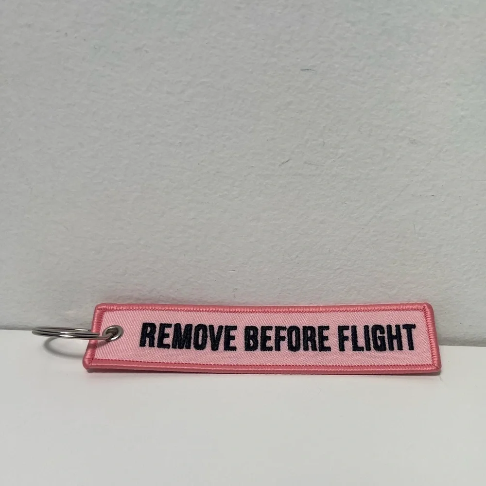 Pink Remove Before Flight Attendant Crew Luggage Travel Bag Tag Keychain